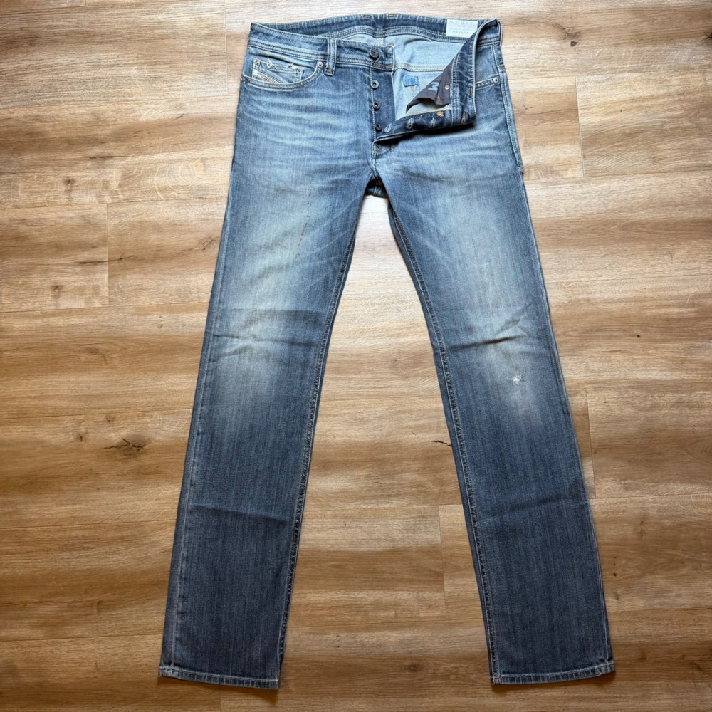 Diesel Safado Jeans Mens 32x34 Blue Slim Straight Stretch Faded Wash 0885K Denim